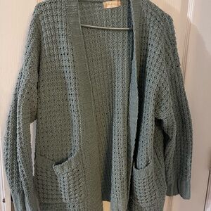 Altar'd State Textured Open-Front Cardigan - Sage